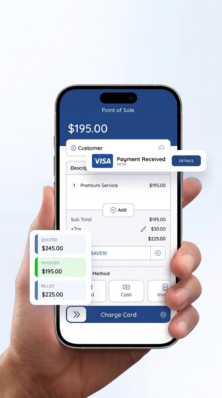 Taking a card payment on the phone app